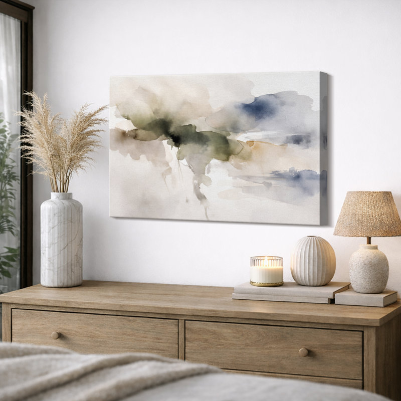 Terre, paysage abstrait, œuvre d'art moderne sur toile encadrée, estampe numérique, H 32 po x l 48 po x P 1,5 po