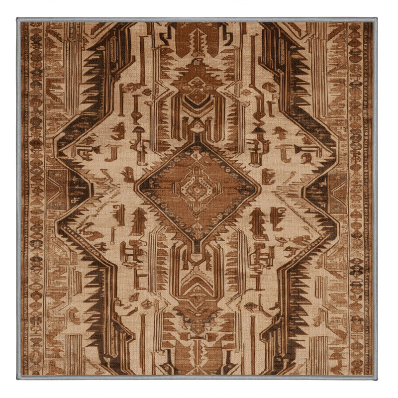 Tapis brun lavable à la machine, Carré 6 pi