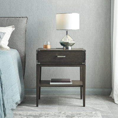 Beckett Solid + Manufactured Wood Side Table in Anthracite by Red Barrel Studio