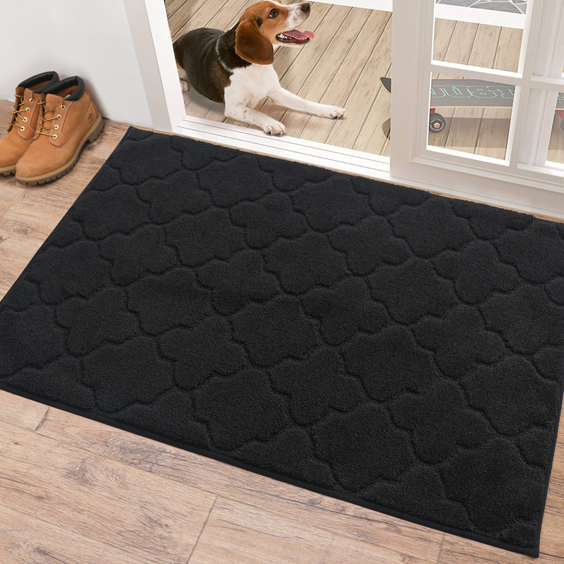 Non-Slip Geometric Doormat, 81.3cm W x 121.9cm L, Black