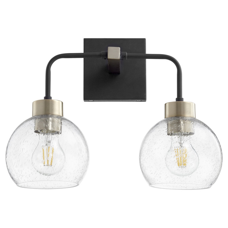 Éclairage pour salle de bain à intensité variable 2 lumières Colusa, Noir, Transparent
