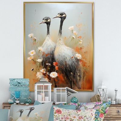 " Ostriches Couple Graceful Shadows "