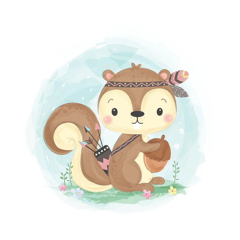 Squirrel For Children's Room by Art Mirano - Wrapped Canvas Painting, 45.72 cm H x 45.72 cm W