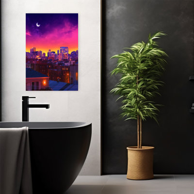 Dusk In Chicago Surreal Abstract Contemporary City Wall Art by Ritvik Takkar - Wrapped Canvas Print