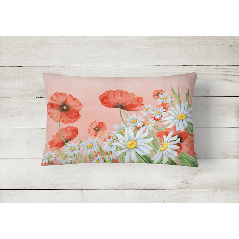  Poppies and Chamomiles Indoor/Outdoor Throw Pillow