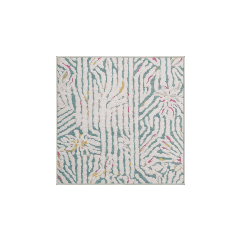 Machine Washable Beige Area Rug, Square 8'