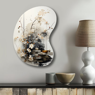 Goble - Unique Shape Asian Art Metal Wall Decor, Asymmetrical Metal Wall Sculpture Print