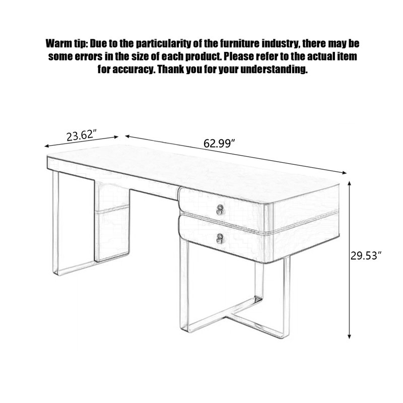 Bureau d'écriture léger et luxueux Rock, H 29,53 po x l 62,99 po x P 23,62 po