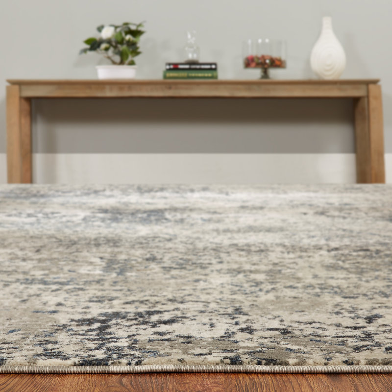 Mayes Abstract Area Rug in Ivory/Gray, Runner 2'6" x 10'