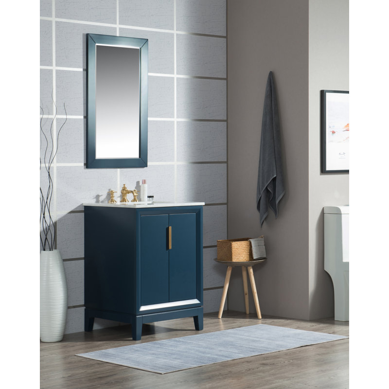 Elizabeth 24" Single Bathroom Vanity Set with Mirror, Monarch Blue