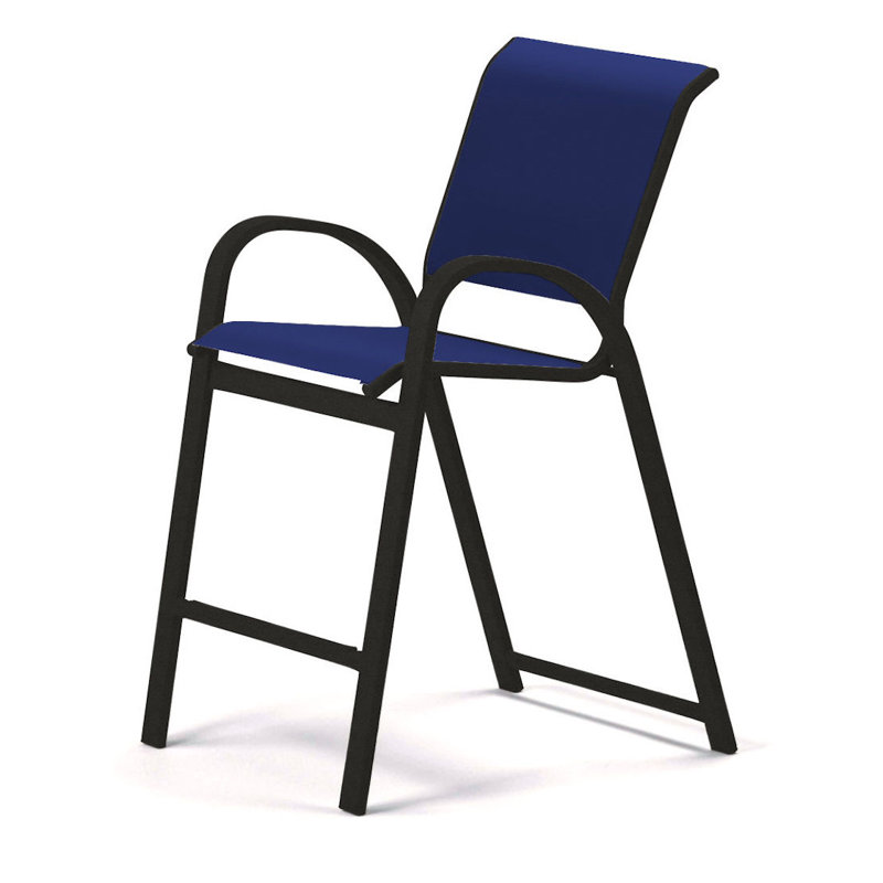 Tabouret de bar 42 po Holna, Atlantis bleu royal Sunbrella®, Graphite texturé