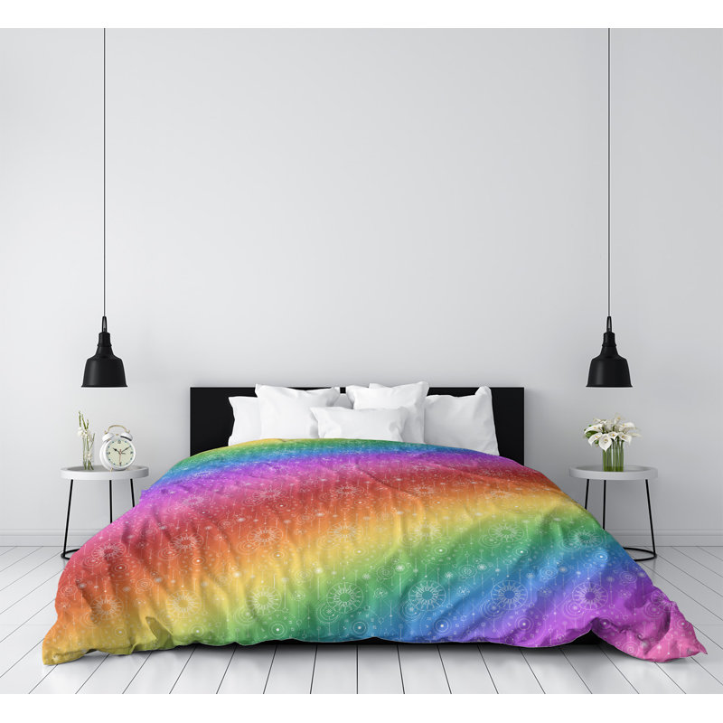Housse de couette simple Katelyn Elizabeth, Polyester brossé, Housse de couette pour grand lit, Noir / Bleu