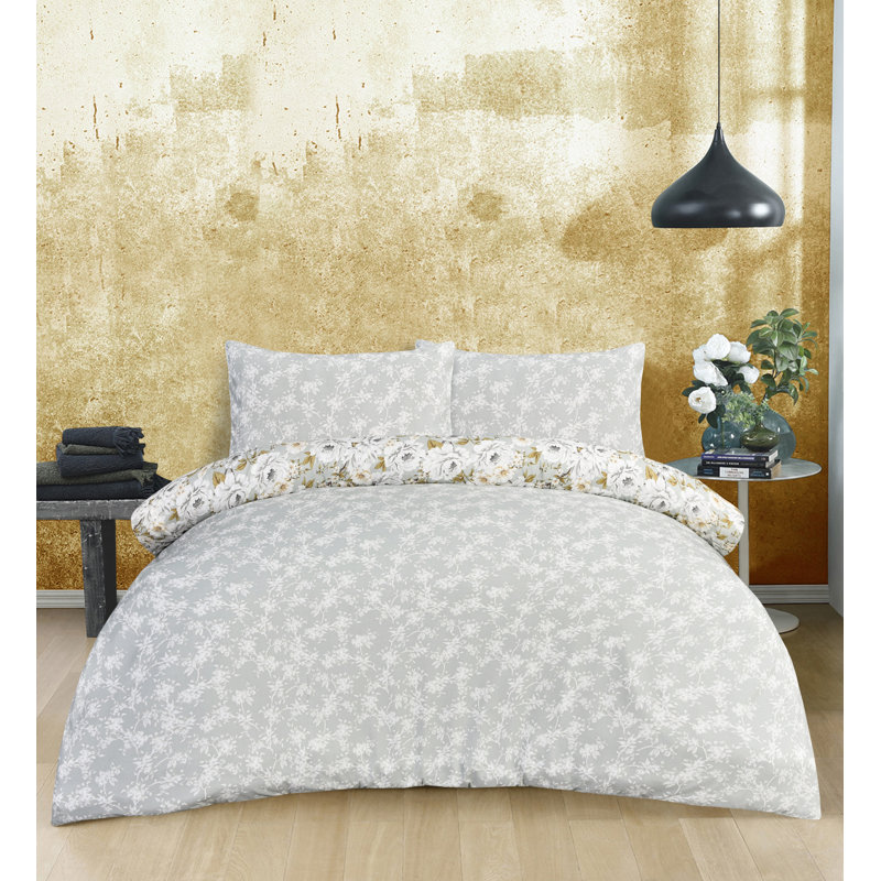 Polyester Floral Duvet Cover, Green Floral, Single Duvet Cover + 1 Standard Pillowcase