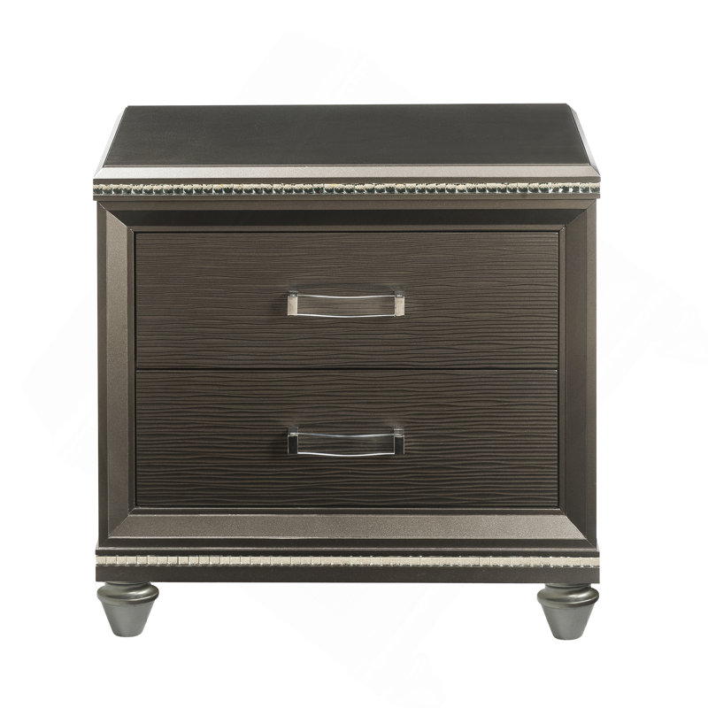 Table de chevet 2 tiroirs champagne foncé