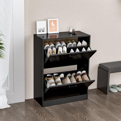 Shoe Cabinet with 2 Flip Drawers for Entryway,Hallway, Living Room, Black