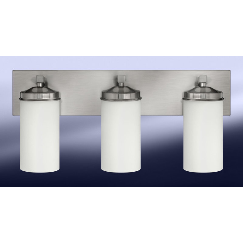 Éclairage pour meuble-lavabo en acier brossé à 3 lumières, H 10,5 po x l 24 po x P 8 po