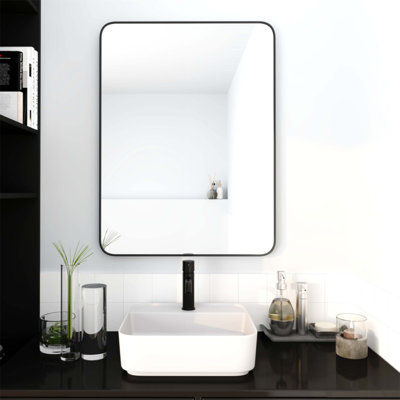 24 x 32 Inch Aluminum Framed Bathroom Mirror, Sleek and Durable for Modern Bathrooms, Enhancing Visibility and Style