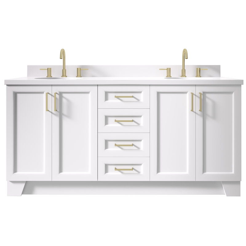 73 IN.  Single Bathroom Vanity, White, Rectangular,  White Quartz