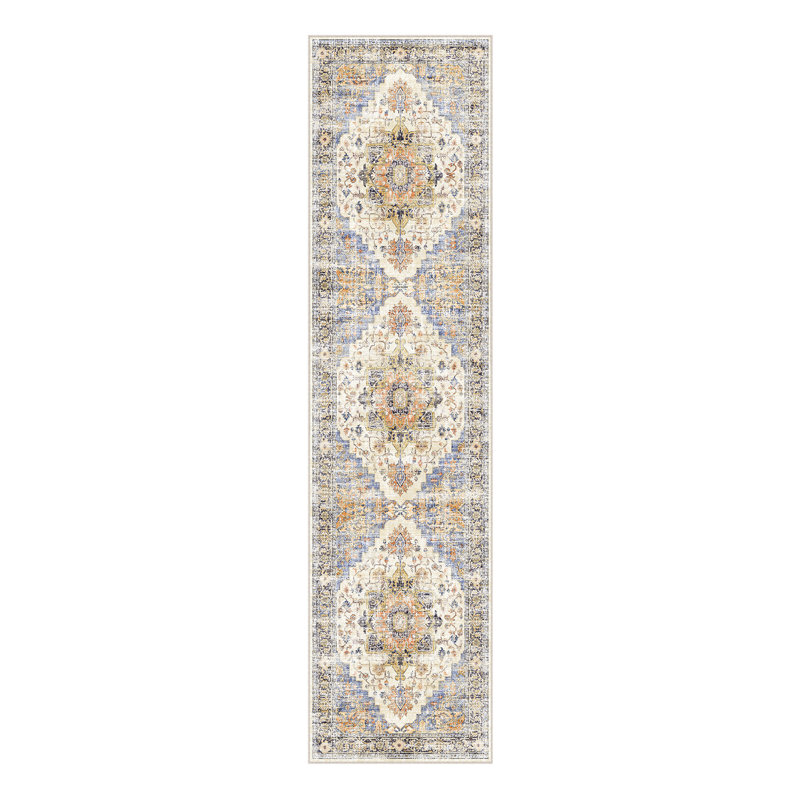Elaine Washable Vintage  Fashion Rug for Living Room  with Non-Slip Backing, Runner 2" x 8'