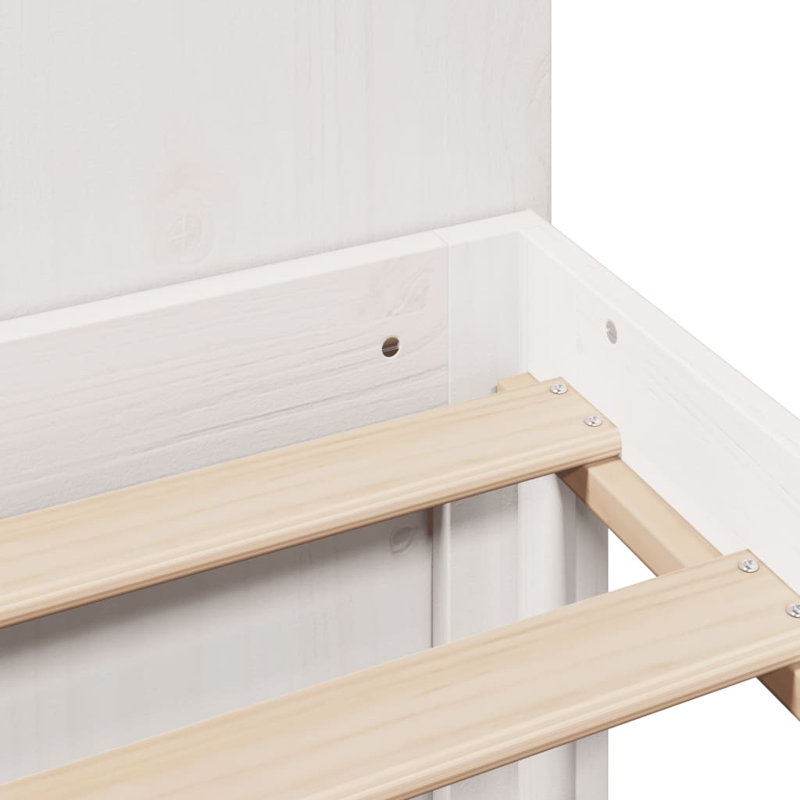 Bookcase Bed Without Mattress  Solid Wood Pine, White, 126cm x 229.5 cm