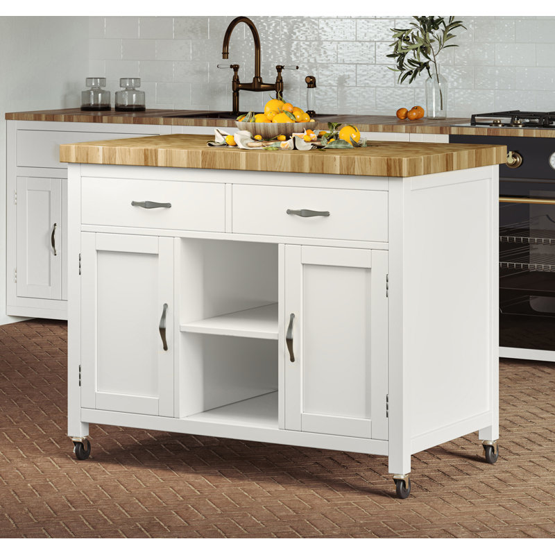 Dheeran Kitchen Island, White
