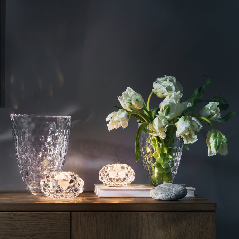 Raspberry Crystal Table Vase, 6.3" H x 4.8" W x 4.8" D, Clear