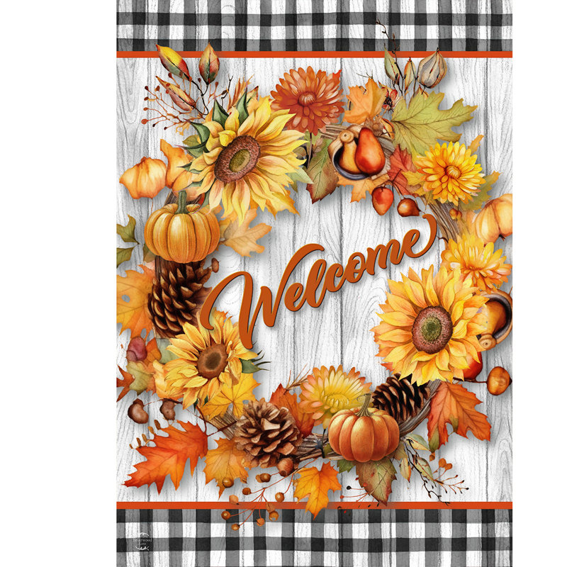 Couronne de bienvenue Welcome, Automne gris/jaune