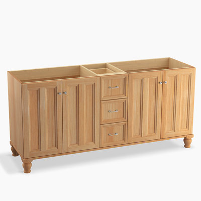 Damask 72" Vanity Base Only with Furniture Legs, 4 Doors and 3 Drawers, Split Top Drawer