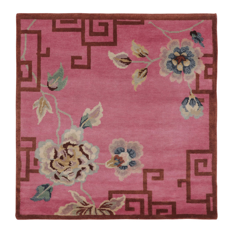 Art Deco One-of-a-Kind 3'0X3'1 Hand Knotted Area Rug