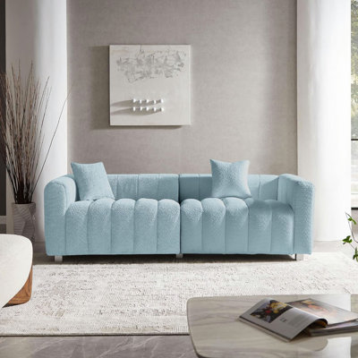 Causeuse 3 places 83,46 "en velours de qualité supérieure, canapé rembourré moderne avec pieds en métal et 2 coussins pour le salon, la chambre à coucher