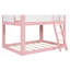 Grand lit superposé bas, lit superposé convertible en bois avec échelle réversible et garde-corps, rose et blanc-133682883-133682885