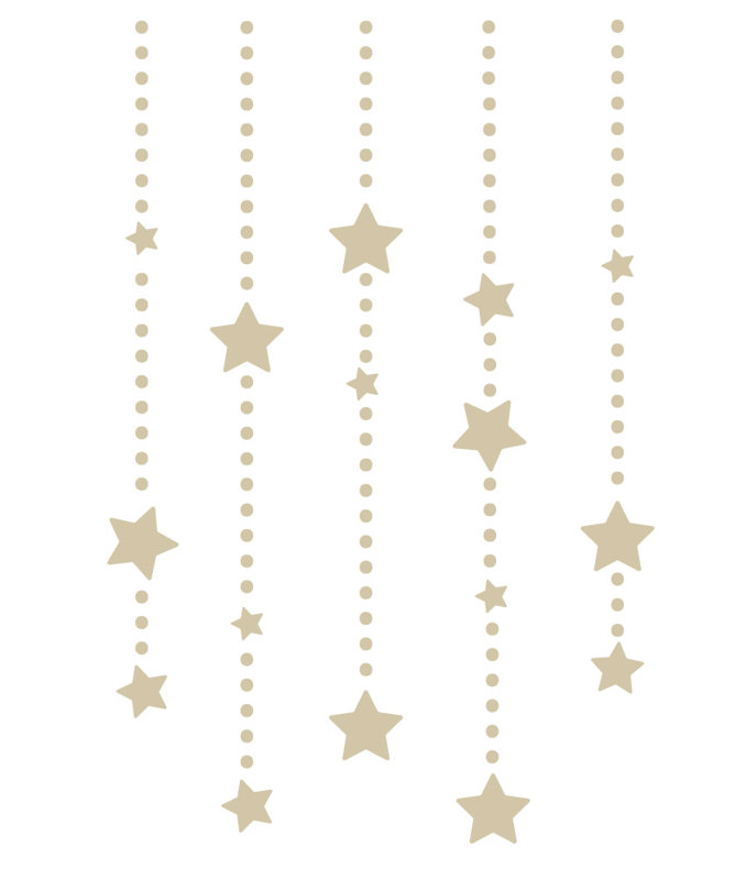 Décalcomanie murale étoile éléments suspendus, H 45 po x l 30 po x P 0,01 po, Beige