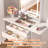Vanity Set For Small Bedrooms - Small Space Makeup Vanity With Stool, Compartmentalized Drawers & 20Cm Foldable Side Tables (Left And Right)