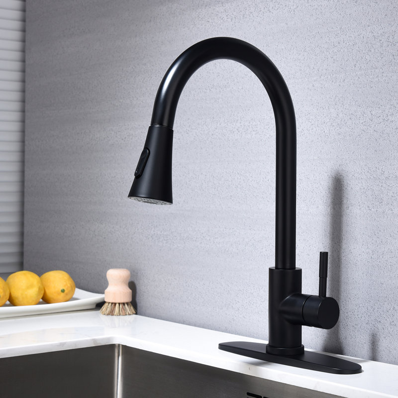 Single Lever Kitchen Faucet In Matte Black Stainless Steel, Pull Out Suitable For Different Sink Types, High Nozzle With Full 360 Rotation, Dirt Surface, Aerators Smooth And Gentle Water Faucet, ,