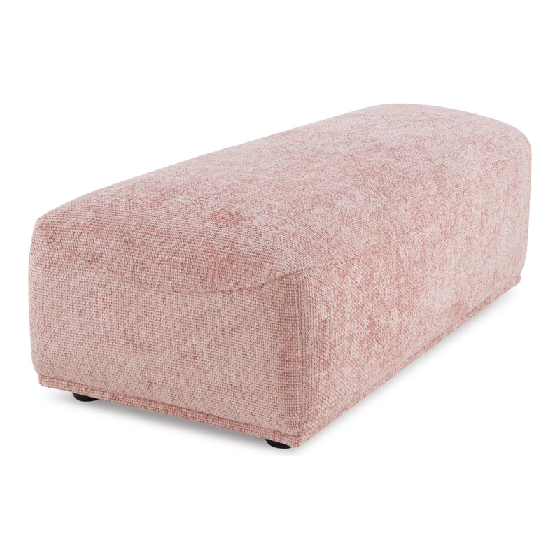 Aukeem Upholstered Ottoman, Pink Chenille