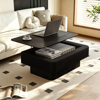 Table basse à plateau relevable cannelé 38,6 po
