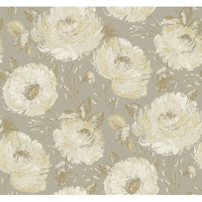  Designs Metallic Taupe & Berry Cinna Floral Unpasted Wallpaper