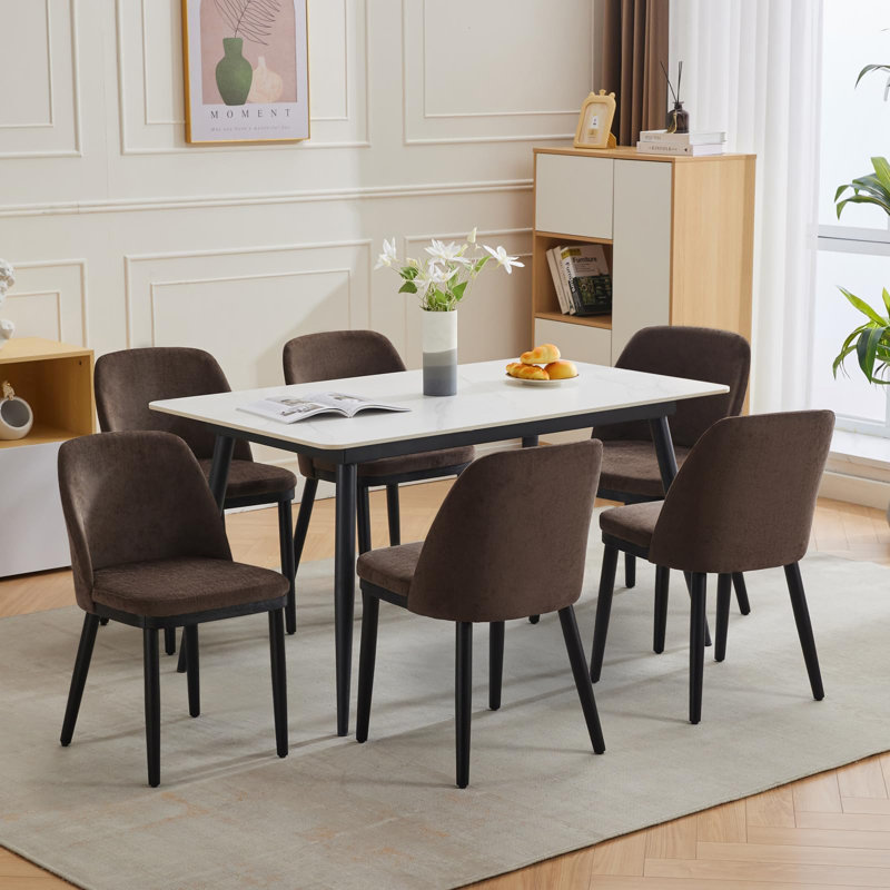 Tufted Linen Blend Side Chair, Brown, Brown