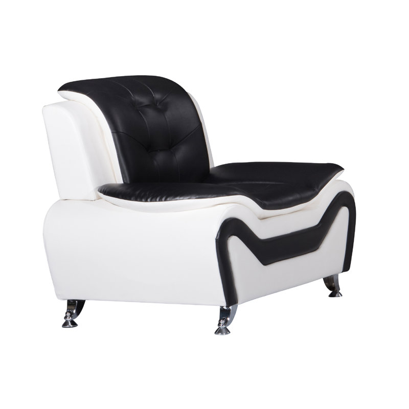 Arul Faux Leather Club Chair, Black/White Faux Leather