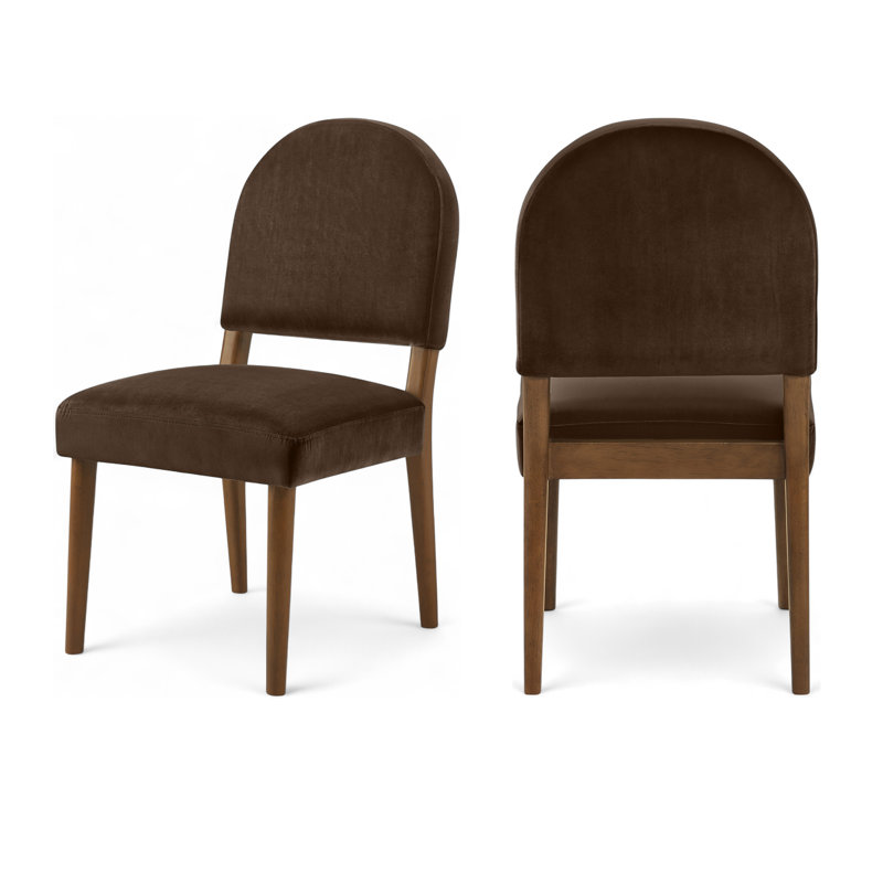 Chaise rembourrée Varinelle, Velours brun, Noyer