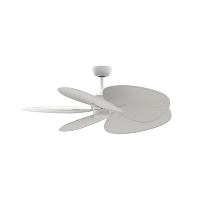 Islander DC 52 inch Indoor/Outdoor Ceiling Fan - Matte White with Matte White Wide Oval Palm-Inspired Blades