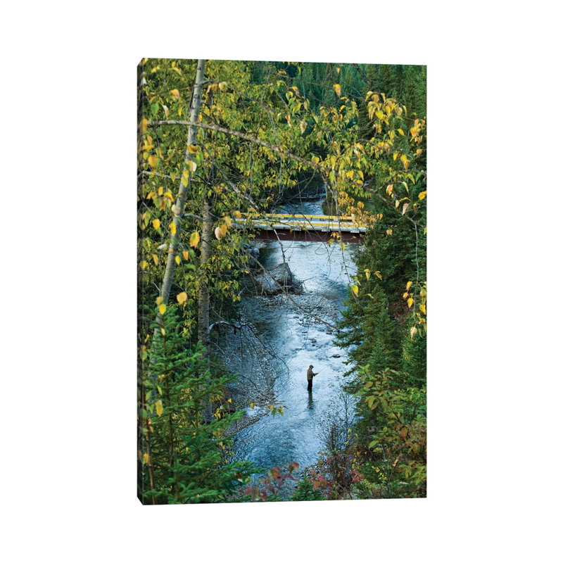 A Fisherman In Bighorn Creek, Part Of The Kootenay River System by Joel Sartore - Gallery-Wrapped Canvas Giclée on Canvas
