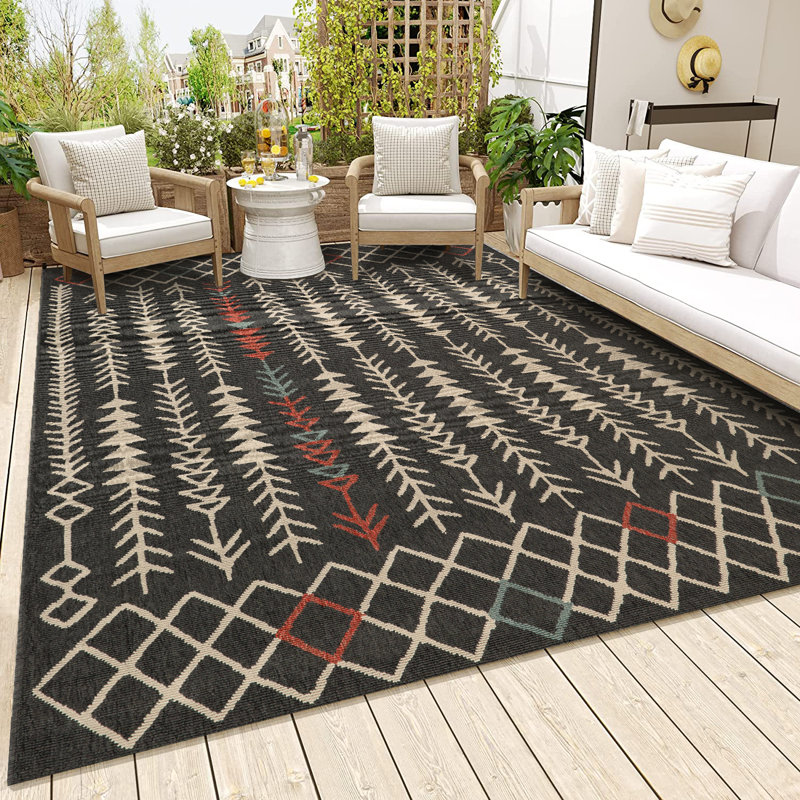 Tapis d'intérieur / extérieur Tribu, Rectangle 8 pi x 9 pi 9 po