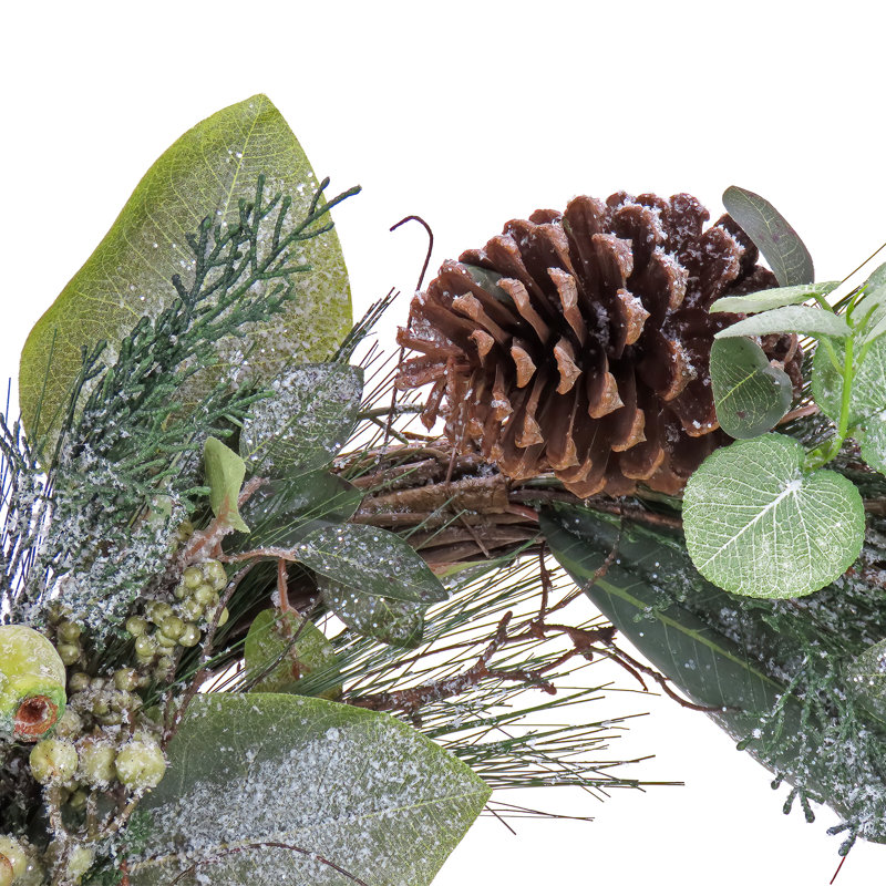 24" Pine Berry Cone Plastic Wreath