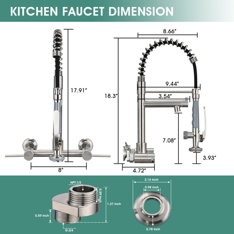 DORNBERG Kitchen Faucet, Brushed Nickel