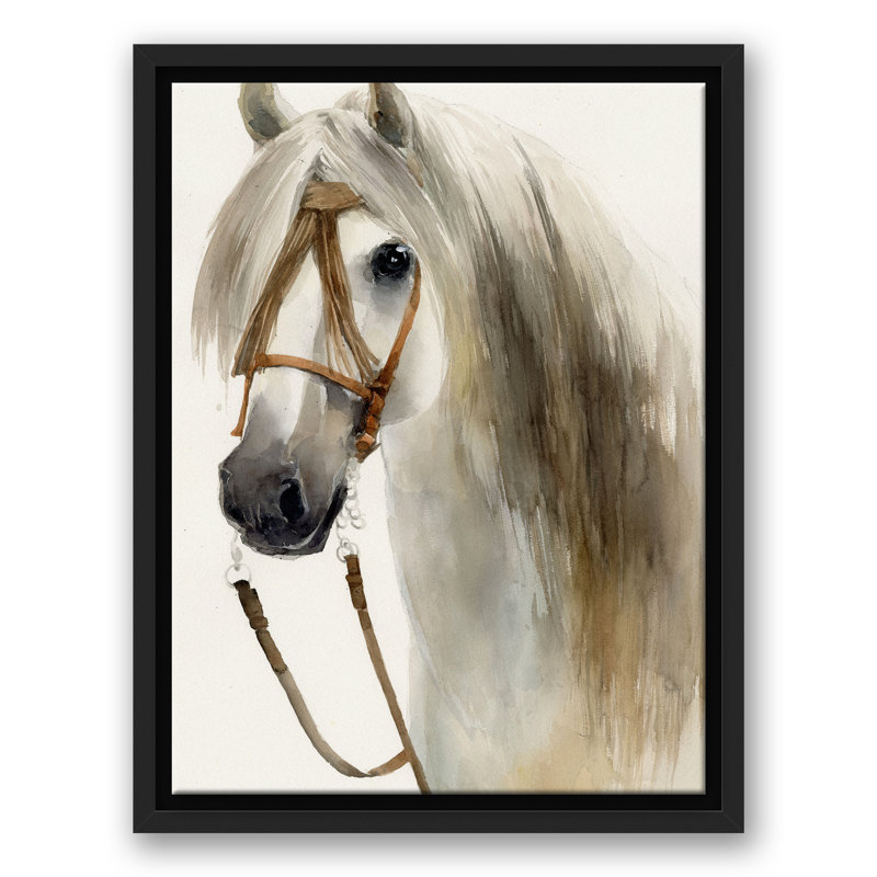Cheval dans une toile flottante encadrée d'automne, H 17,75 po x l 13,75 po x P 1,75 po, Cadre flottant noir
