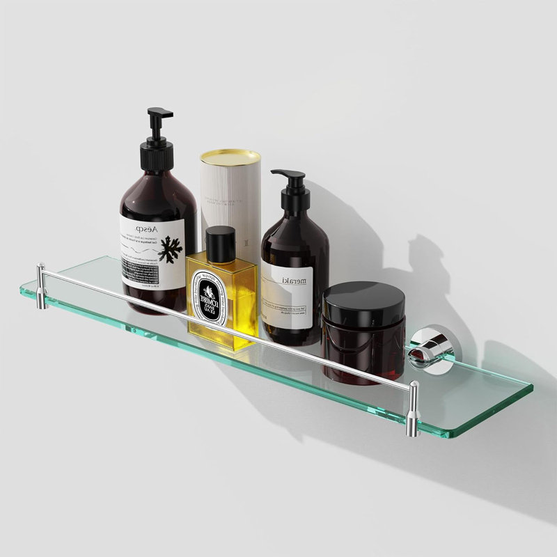 Genea Glass Bathroom Shelves, Chrome Polished