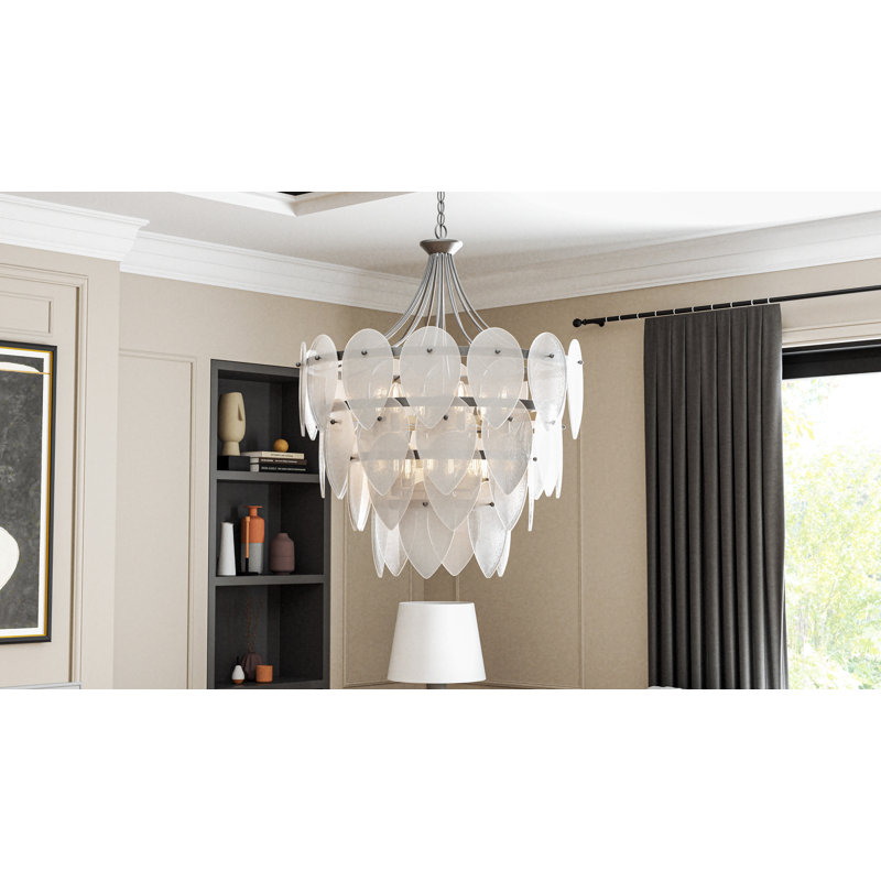 Lilestone 7-Light Leaf Pendant, Silver