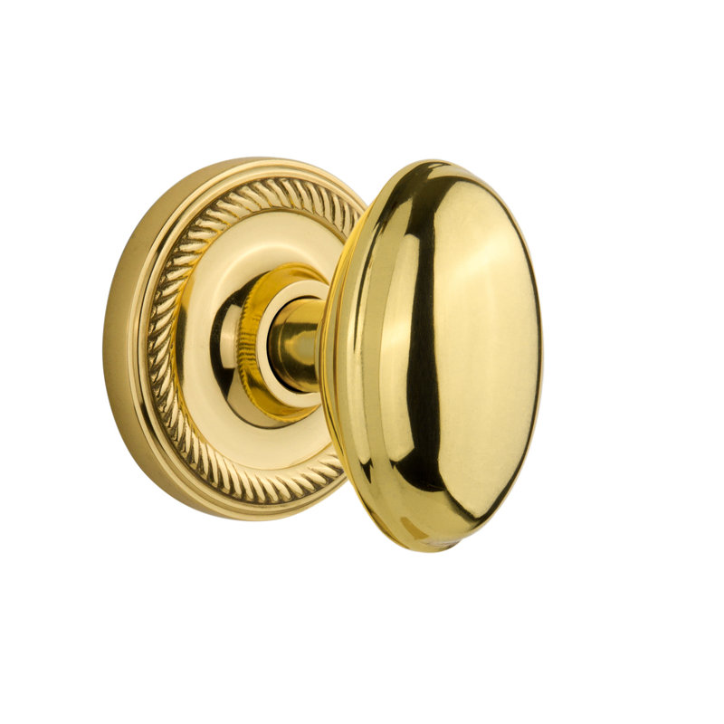 Rope Rosette with Homestead Door Knob, Unlacquered Brass, 2-3/4”