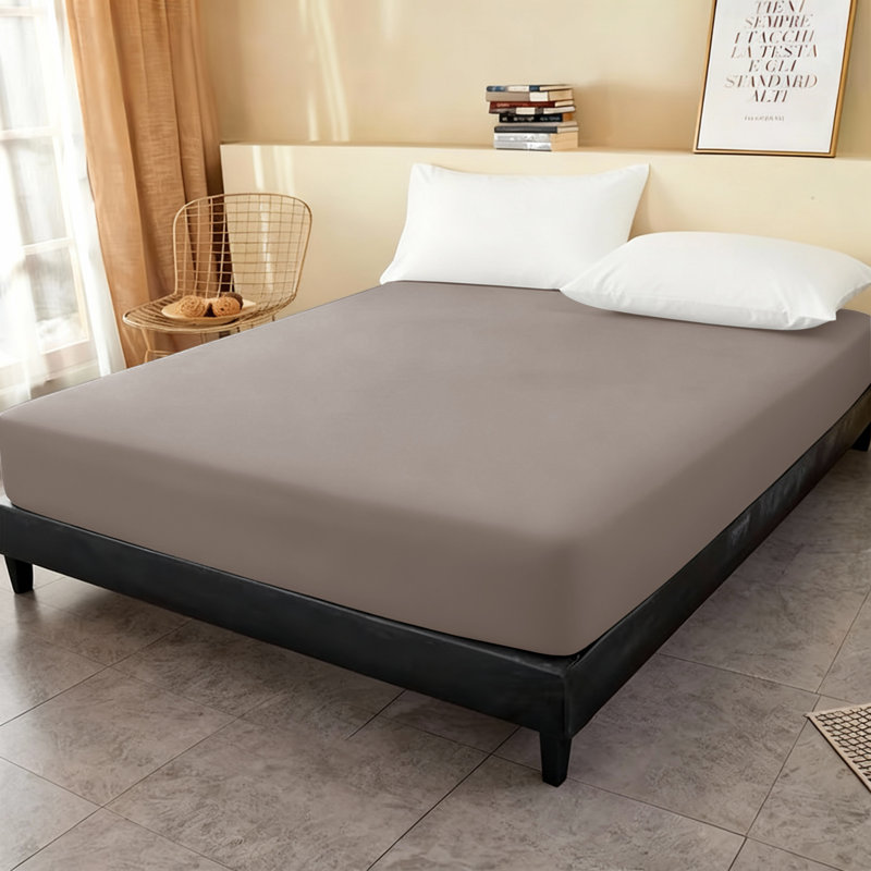 Super Soft Microfiber Fitted Sheet – 25cm Deep Pocket, Brushed Finish, Super King (6'), Beige